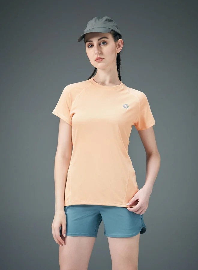 تكنوسبورت تيشيرت نسائي بأكمام راجلان سادة بقصة عادية